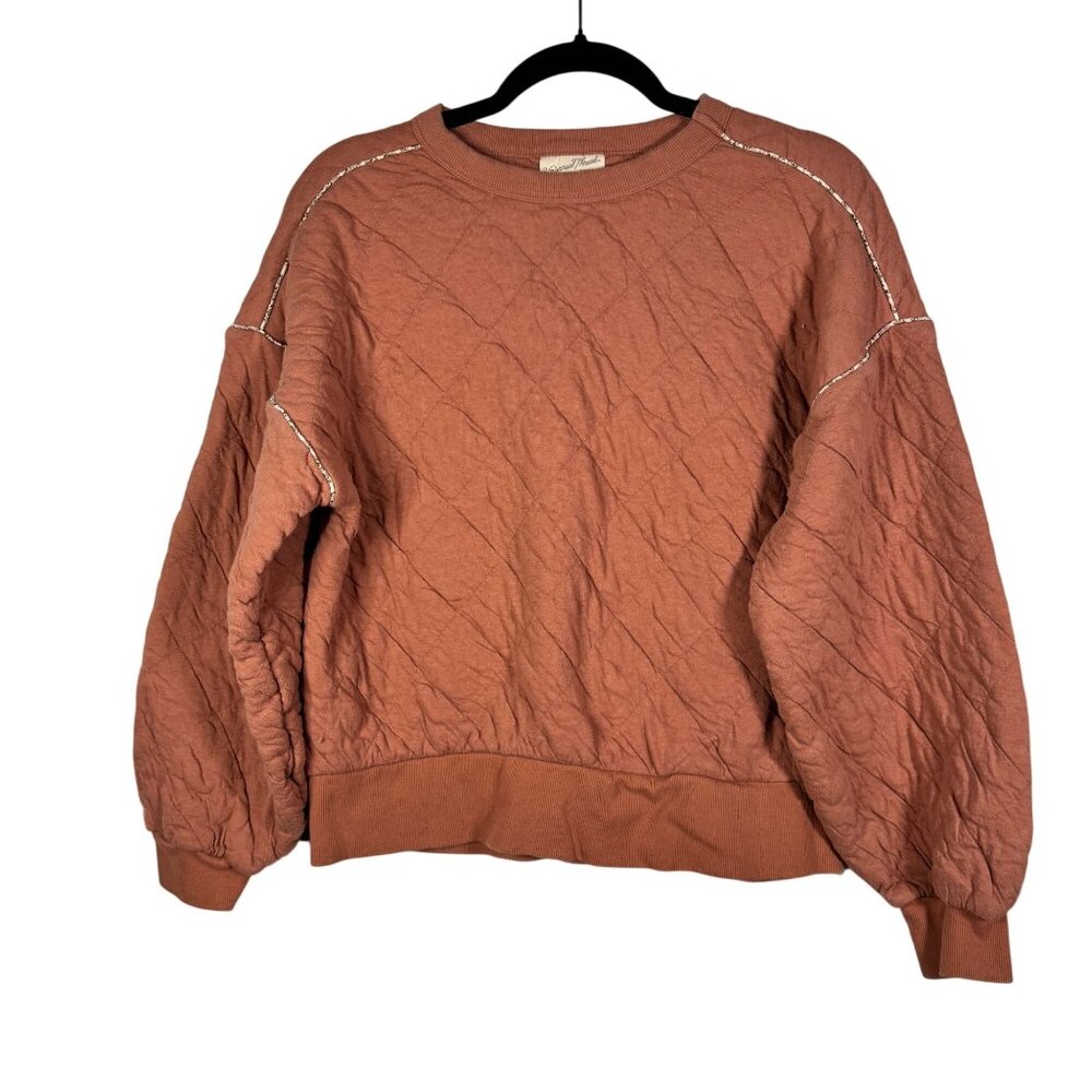 Universal Thread Womens Rust Quilted Crewneck Swe… - image 1
